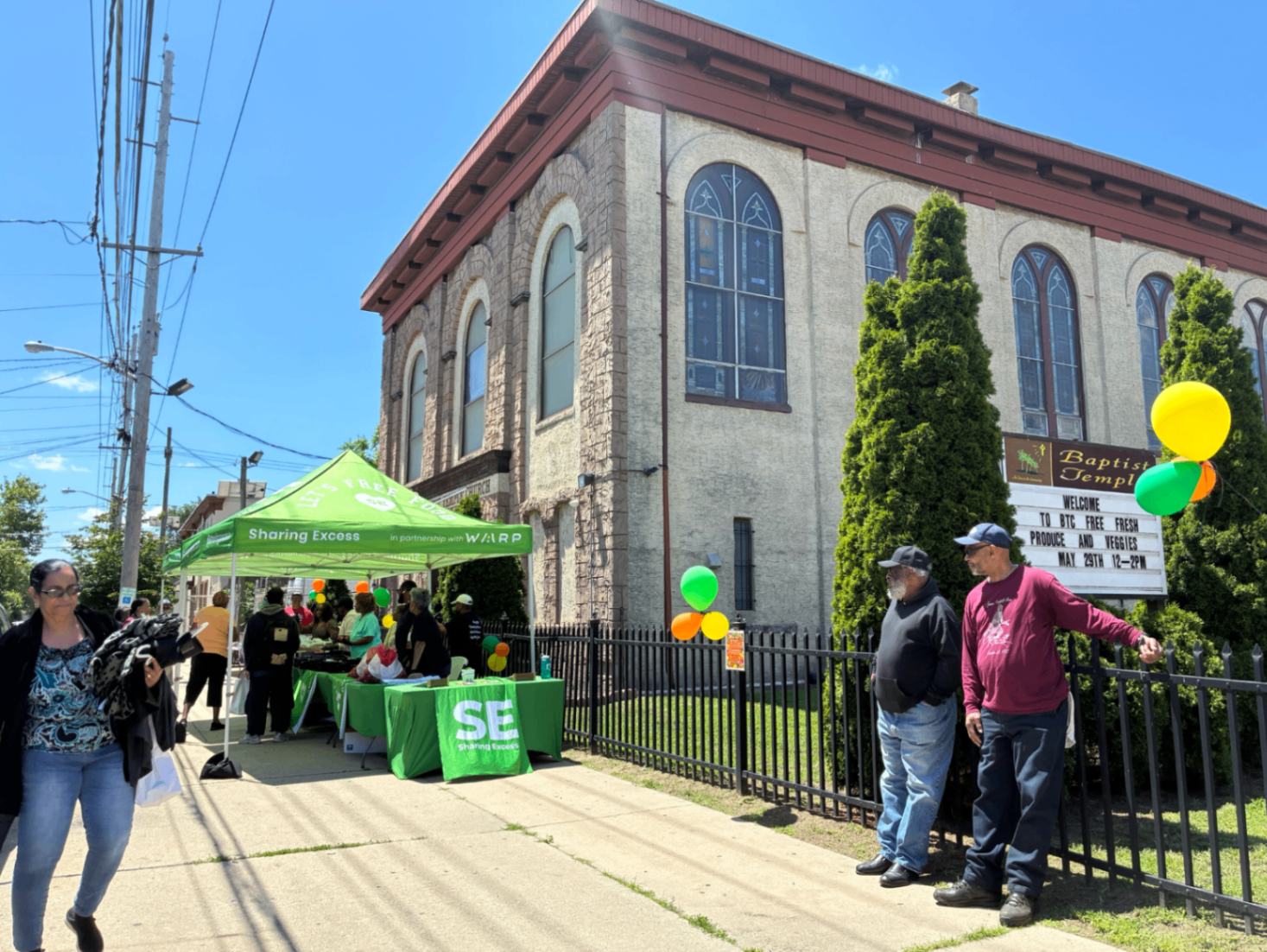 Sharing Excess pop-up distribution outside a Camden church in New Jersey